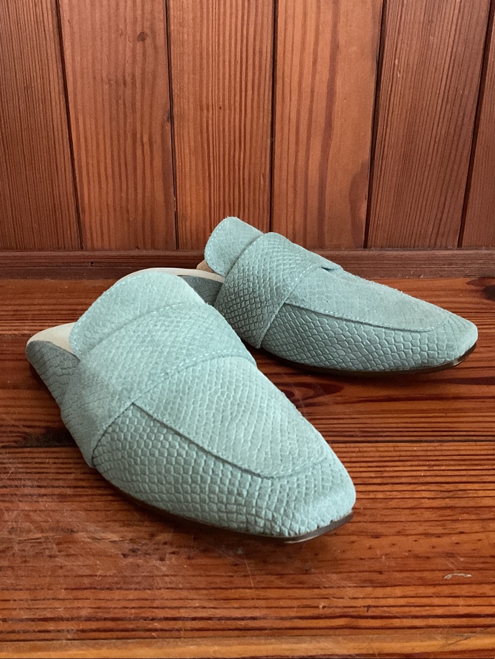 Free People At Ease Textured Snake Skin Slip-On Mules